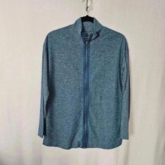 ♥SOFT SURROUNDINGS WOMENS  BLUE LHAMI CARDIGAN SWEATER - Picture 1 of 1